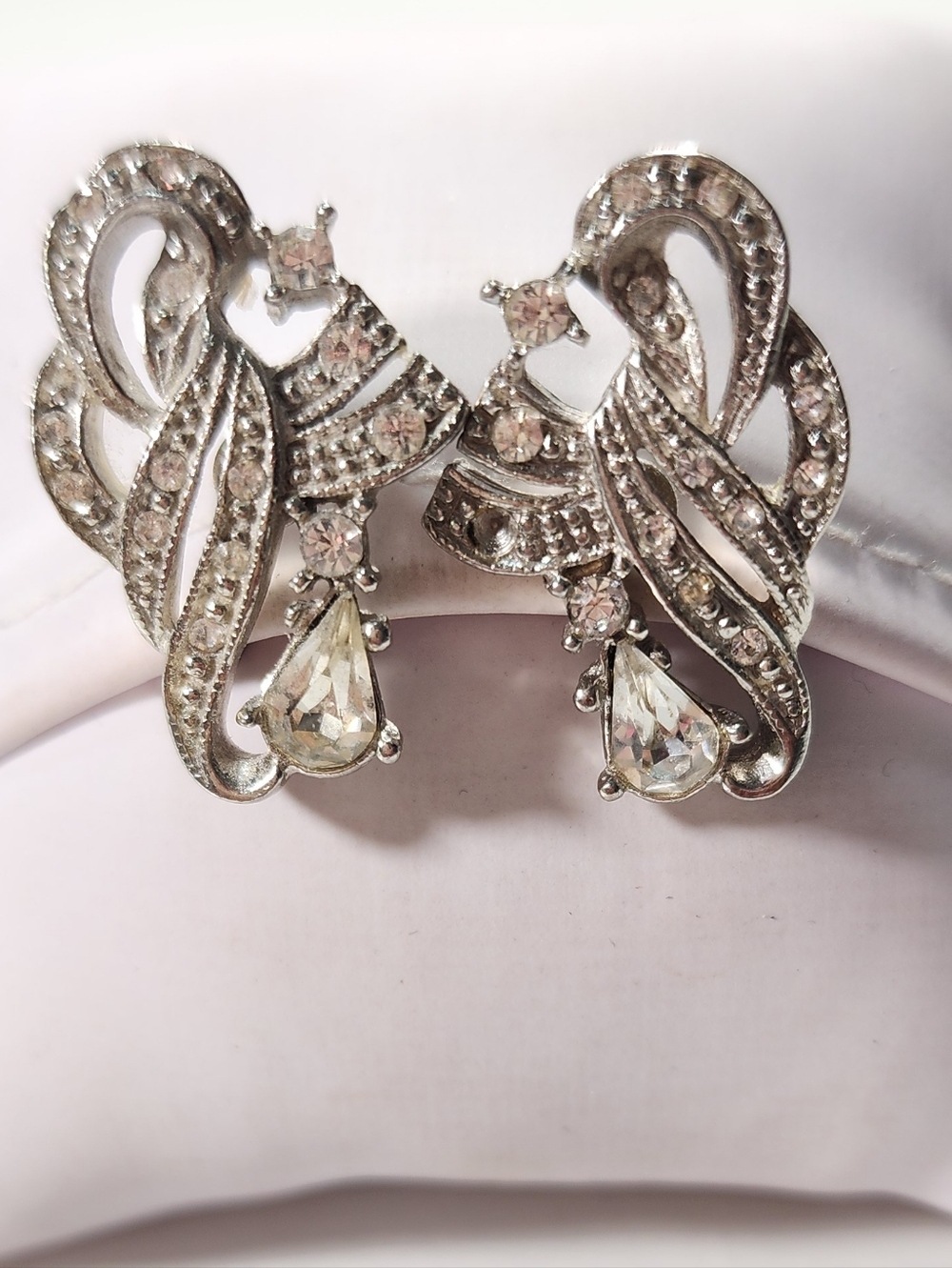 Vintage Mid-Century Ornate Silver-Tone Screw-Back Earrings"